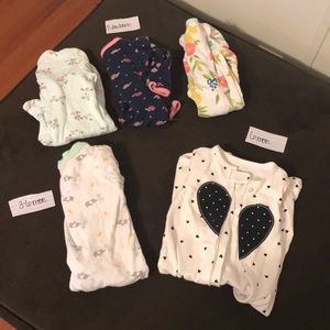 Baby girl sleeper bundle. Various brands.